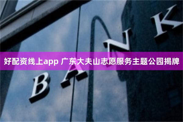 好配资线上app 广东大夫山志愿服务主题公园揭牌