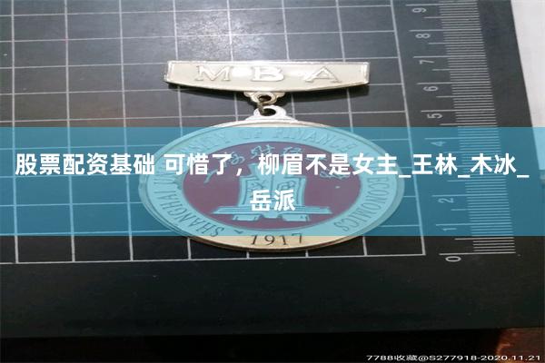 股票配资基础 可惜了，柳眉不是女主_王林_木冰_岳派
