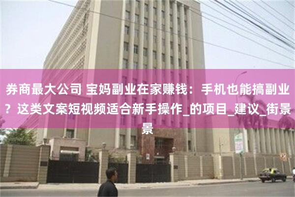 券商最大公司 宝妈副业在家赚钱：手机也能搞副业？这类文案短视频适合新手操作_的项目_建议_街景